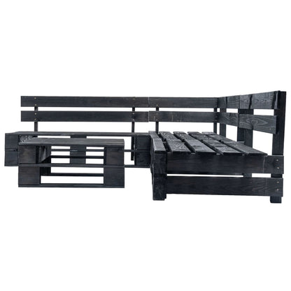 Divani da Giardino su Pallet 4 pz Neri in Legno | homemem39