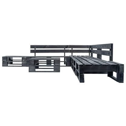 Divani da Giardino su Pallet 6 pz Neri in Legno | homemem39