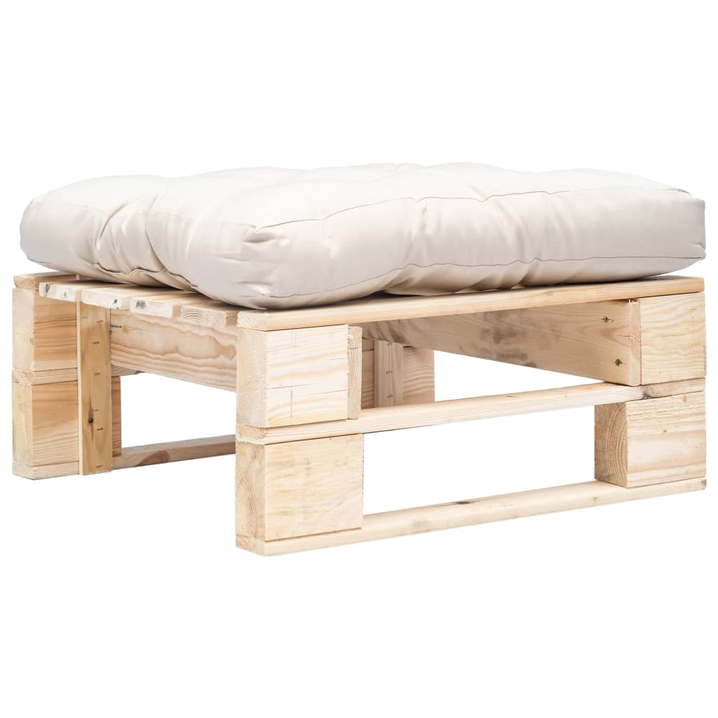 Ottomana da Giardino Pallet con Cuscino Sabbia Legno Naturale