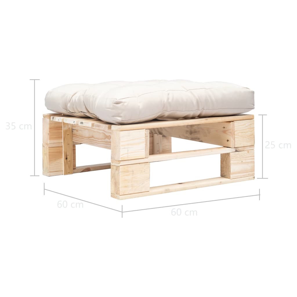 Ottomana da Giardino Pallet con Cuscino Sabbia Legno Naturale