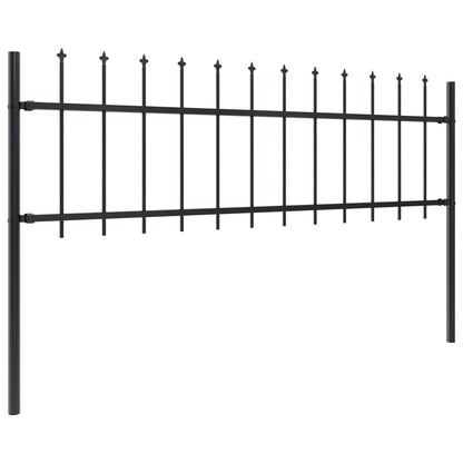 Recinzione da Giardino con Punta a Lancia in Acciaio 1070x60 cm Nero - homemem39