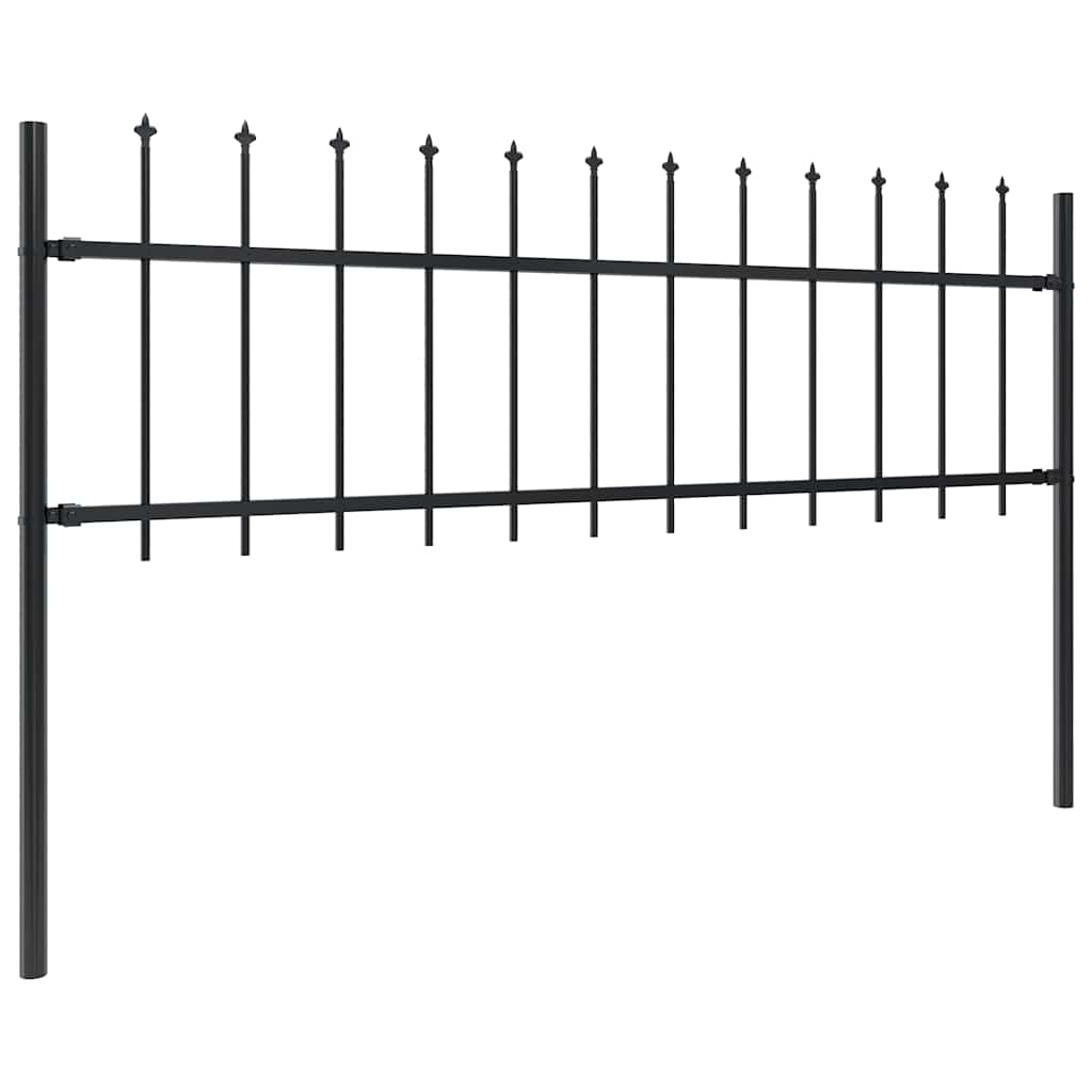 Recinzione da Giardino con Punta a Lancia in Acciaio 1248x60 cm Nero - homemem39
