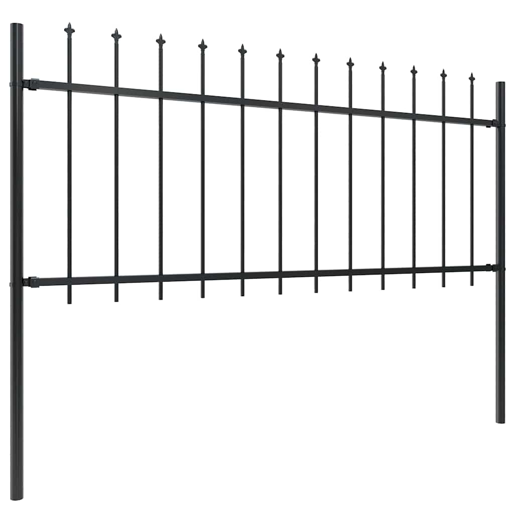 Recinzione da Giardino con Punta a Lancia in Acciaio 537x80 cm Nero - homemem39
