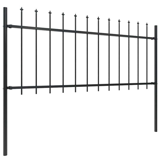 Recinzione da Giardino con Punta a Lancia in Acciaio 537x80 cm Nero - homemem39