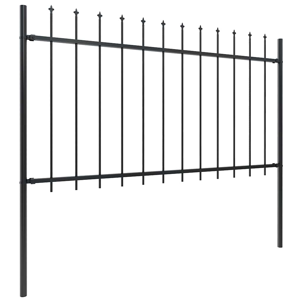 Recinzione da Giardino con Punta a Lancia in Acciaio 359x100 cm Nero - homemem39