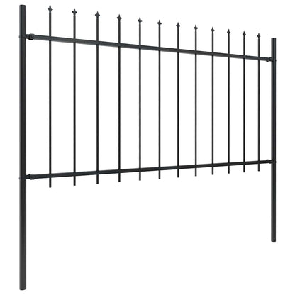 Recinzione da Giardino con Punta a Lancia in Acciaio 359x100 cm Nero - homemem39