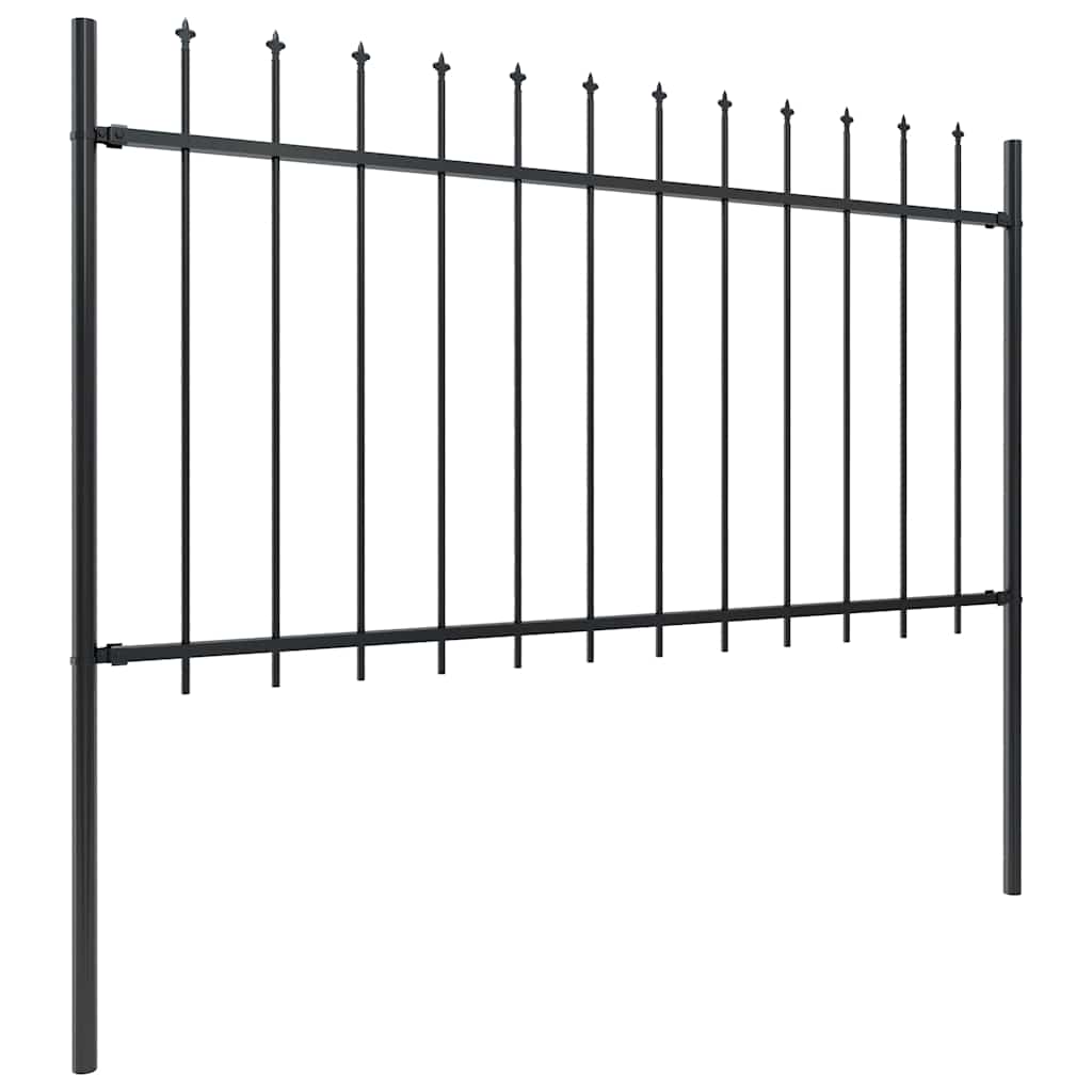Recinzione da Giardino con Punta a Lancia in Acciaio 714,5x100 cm Nero - homemem39