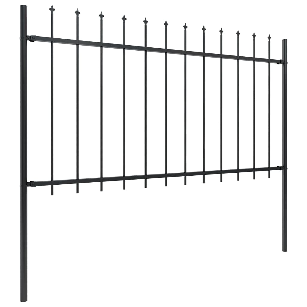 Recinzione da Giardino con Punta a Lancia in Acciaio 892,5x100 cm Nero - homemem39