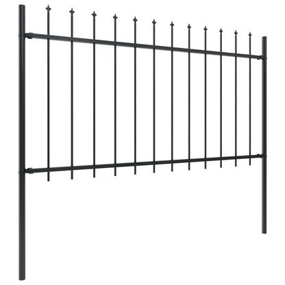 Recinzione da Giardino con Punta a Lancia in Acciaio 892,5x100 cm Nero - homemem39