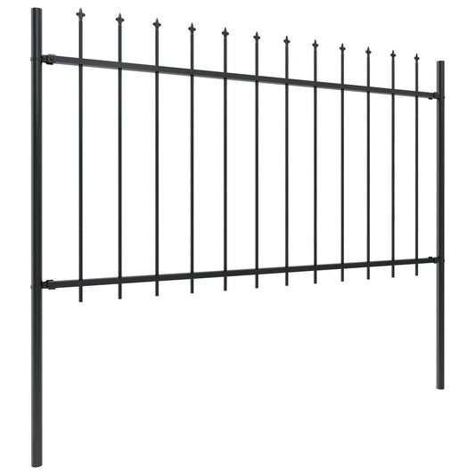 Recinzione da Giardino con Punta a Lancia in Acciaio 892,5x100 cm Nero - homemem39