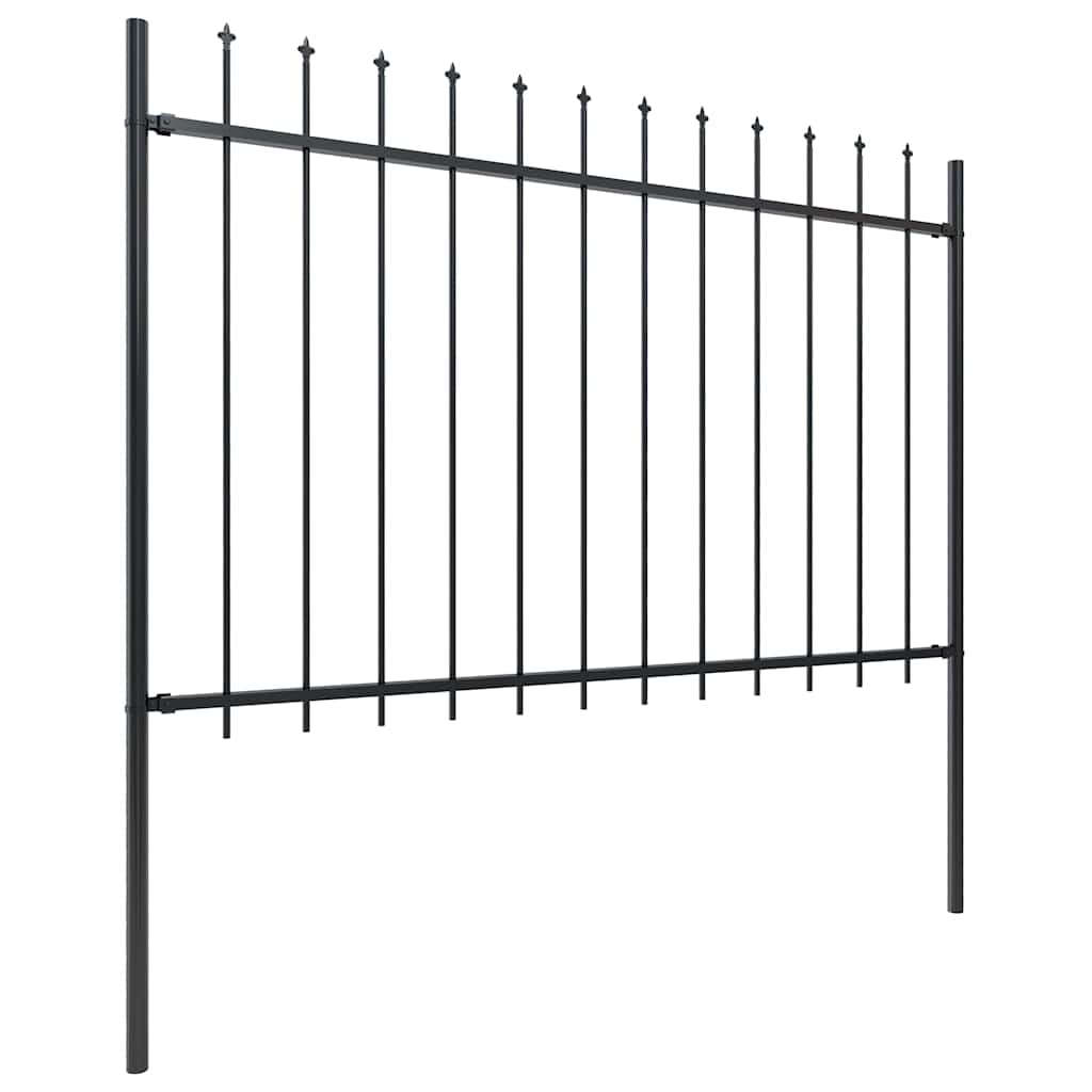 Recinzione da Giardino con Punta a Lancia in Acciaio 1248x120 cm Nero - homemem39