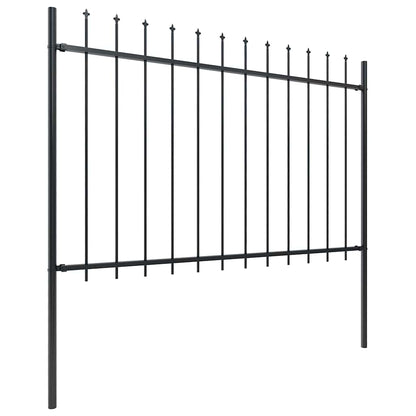 Recinzione da Giardino con Punta a Lancia in Acciaio 1248x120 cm Nero - homemem39