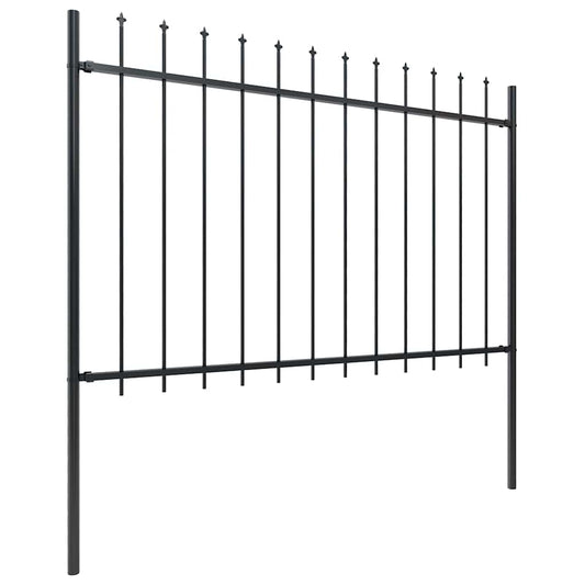 Recinzione da Giardino con Punta a Lancia in Acciaio 1248x120 cm Nero - homemem39