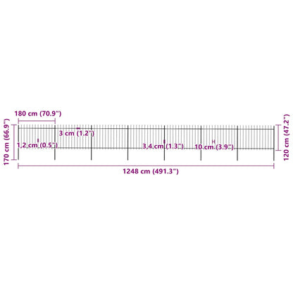 Recinzione da Giardino con Punta a Lancia in Acciaio 1248x120 cm Nero - homemem39