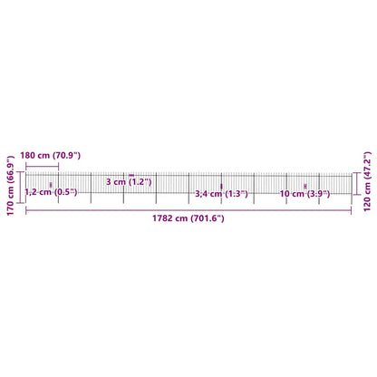 Recinzione da Giardino con Punta a Lancia in Acciaio 1781,5x120 cm Nero - homemem39