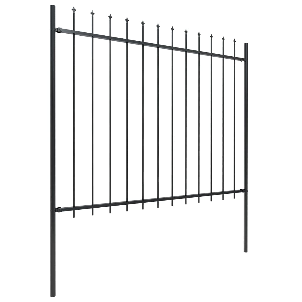 Recinzione da Giardino con Punta a Lancia in Acciaio 359x150 cm Nero - homemem39