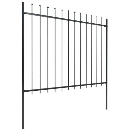 Recinzione da Giardino con Punta a Lancia in Acciaio 537x150 cm Nero - homemem39