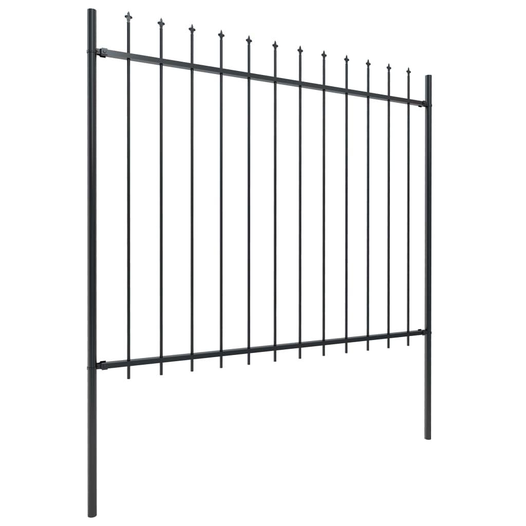 Recinzione da Giardino con Punta a Lancia in Acciaio 714,5x150 cm Nero - homemem39