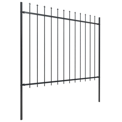 Recinzione da Giardino con Punta a Lancia in Acciaio 714,5x150 cm Nero - homemem39
