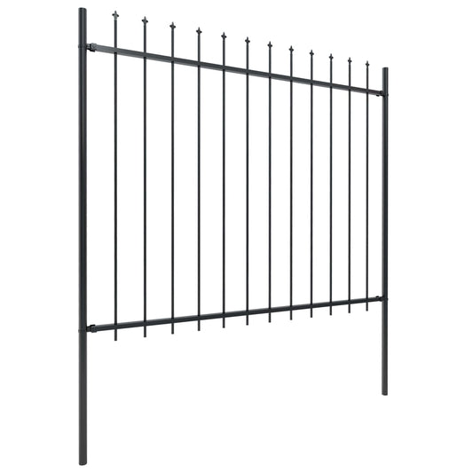 Recinzione da Giardino con Punta a Lancia in Acciaio 714,5x150 cm Nero - homemem39