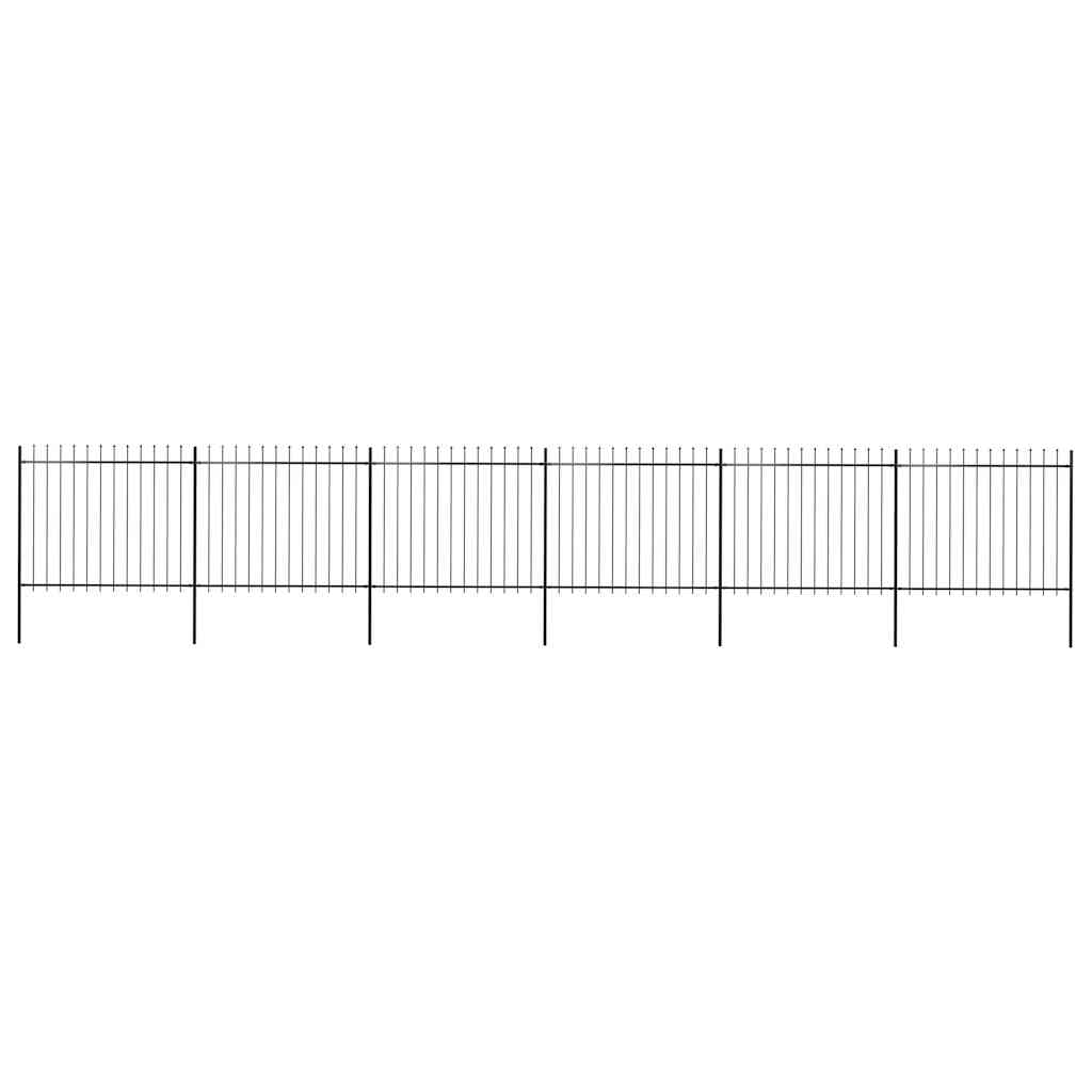 Steel Spearhead Garden Fence 10.2x1.5m Black