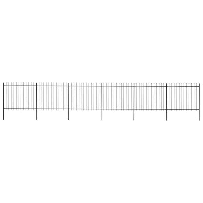 Steel Spearhead Garden Fence 10.2x1.5m Black