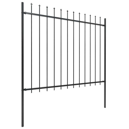 Recinzione da Giardino con Punta a Lancia in Acciaio 1070x150 cm Nero - homemem39