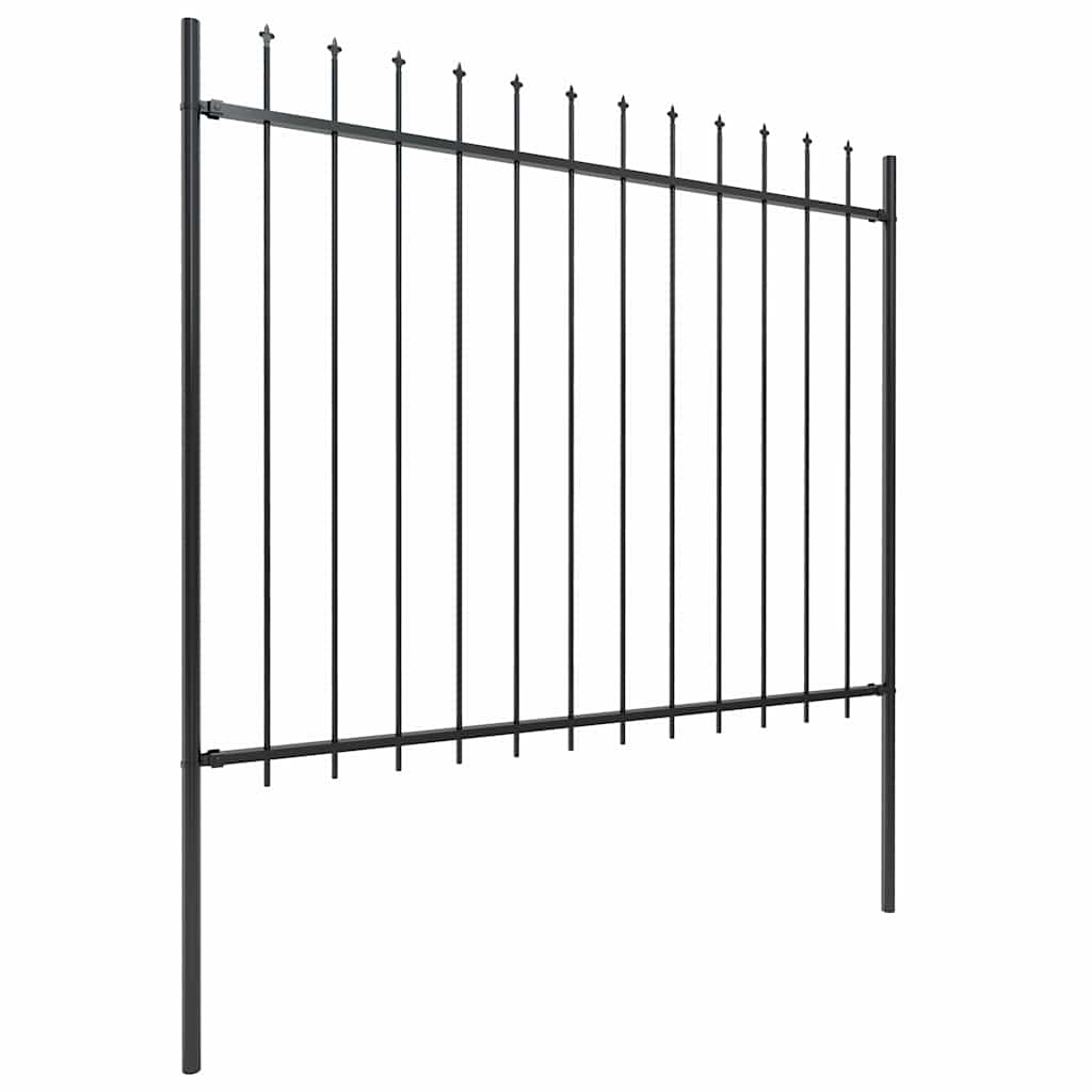 Steel Spearhead Garden Fence 10.2x1.5m Black