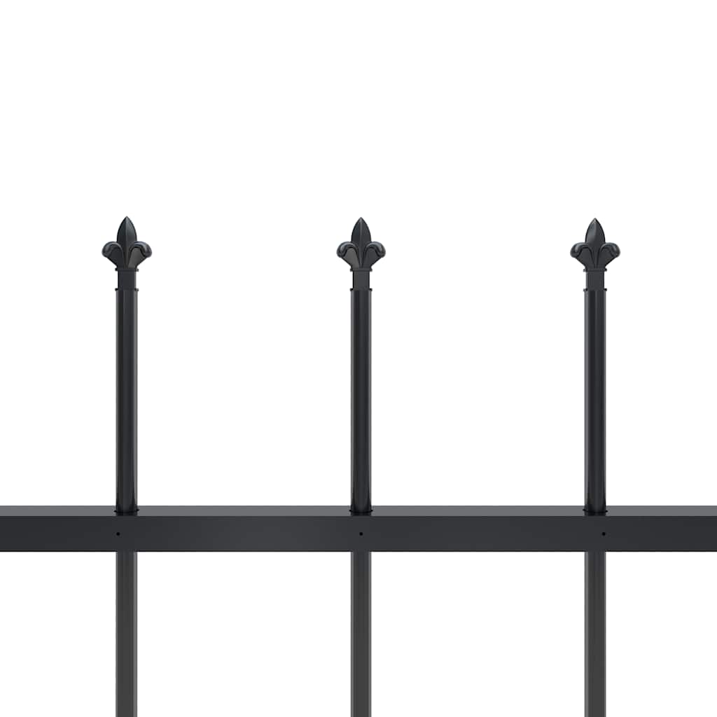 Steel Spearhead Garden Fence 10.2x1.5m Black