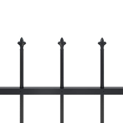 Steel Spearhead Garden Fence 10.2x1.5m Black