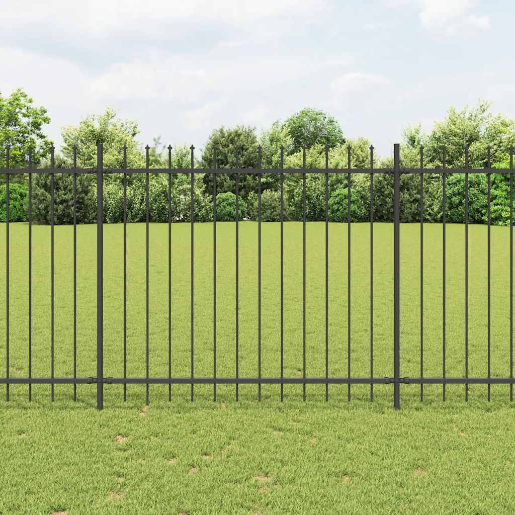 Steel Spearhead Garden Fence 10.2x1.5m Black