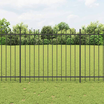 Steel Spearhead Garden Fence 10.2x1.5m Black