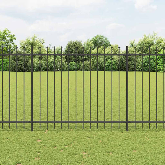 Steel Spearhead Garden Fence 10.2x1.5m Black