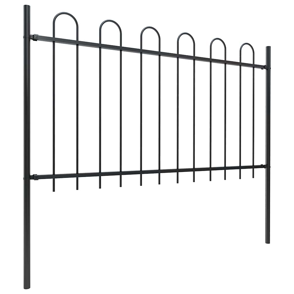 Recinzione da Giardino con Parte Superiore ad Anello in Acciaio 537x100 cm Nera - homemem39