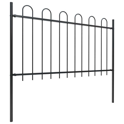 Recinzione da Giardino con Parte Superiore ad Anello in Acciaio 537x100 cm Nera - homemem39