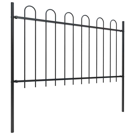 Recinzione da Giardino con Parte Superiore ad Anello in Acciaio 537x100 cm Nera - homemem39
