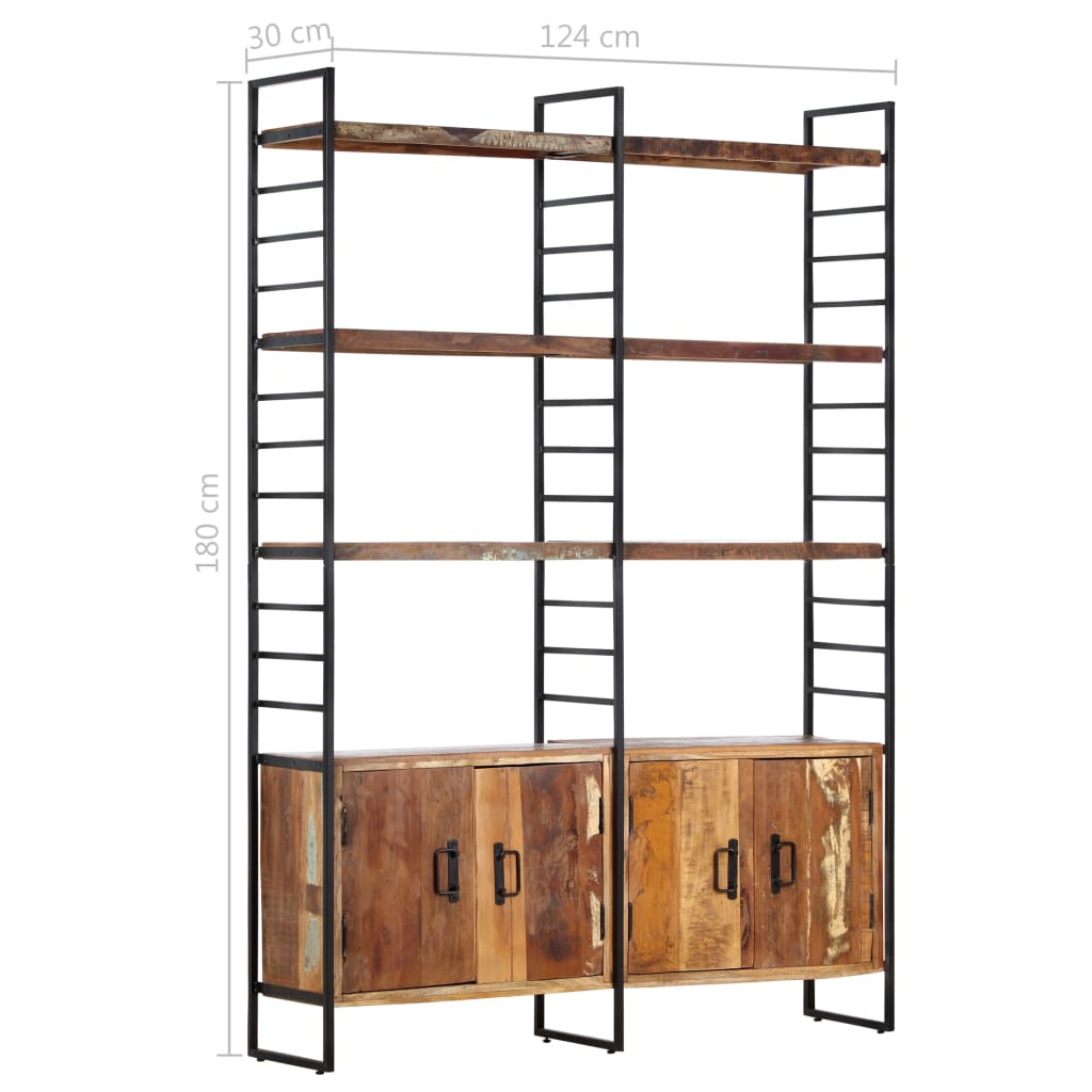 Libreria a 4 Livelli Legno Massello di Recupero 124x30x180 cm | homemem39