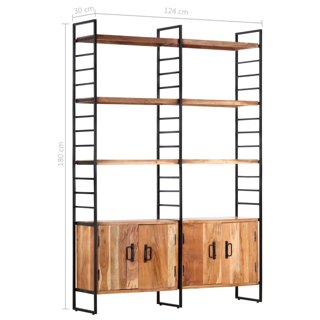Libreria a 4 Livelli Legno Massello di Acacia 124x30x180 cm | homemem39