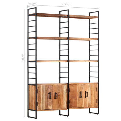 Libreria a 4 Livelli Legno Massello di Acacia 124x30x180 cm | homemem39