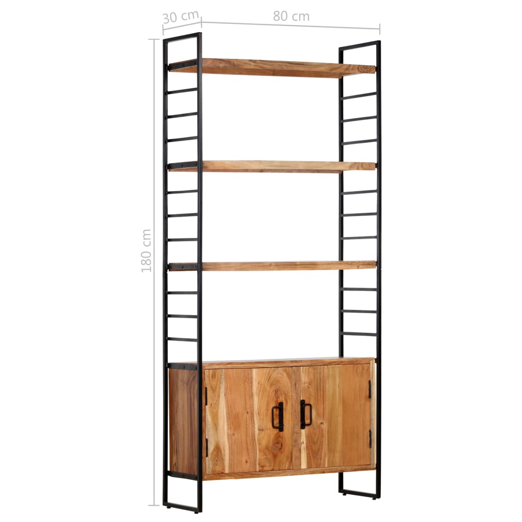 Libreria a 4 Livelli 80x30x180 cm in Legno Massello di Acacia | homemem39