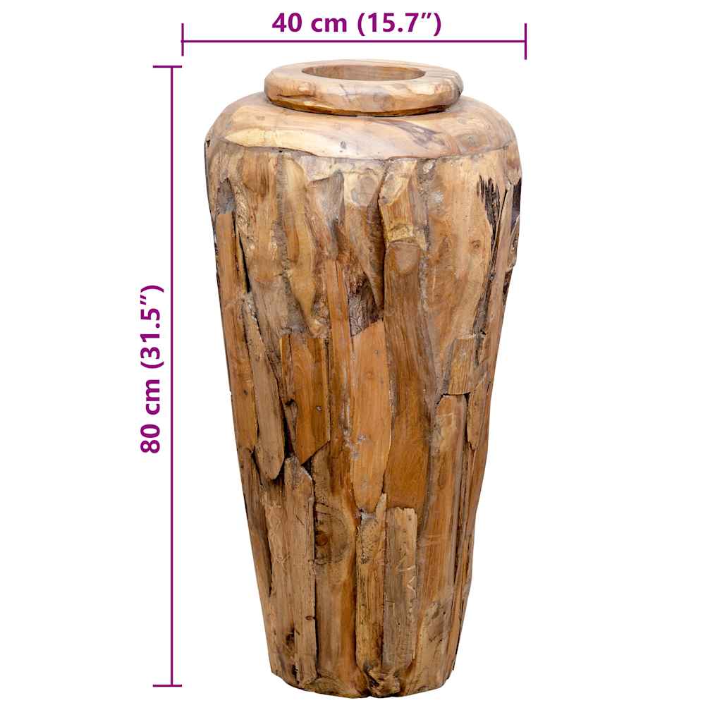 Vaso Decorativo 40x80 cm in Legno Massello di Teak