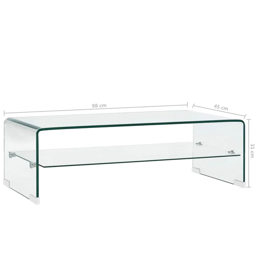 Tavolino da Salotto Trasparente 98x45x31 cm in Vetro Temperato | homemem39