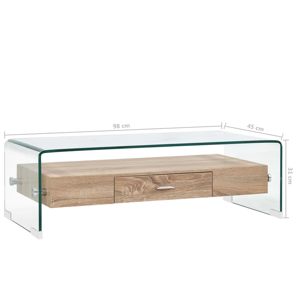 Tavolino da Salotto Trasparente 98x45x31 cm in Vetro Temperato | homemem39