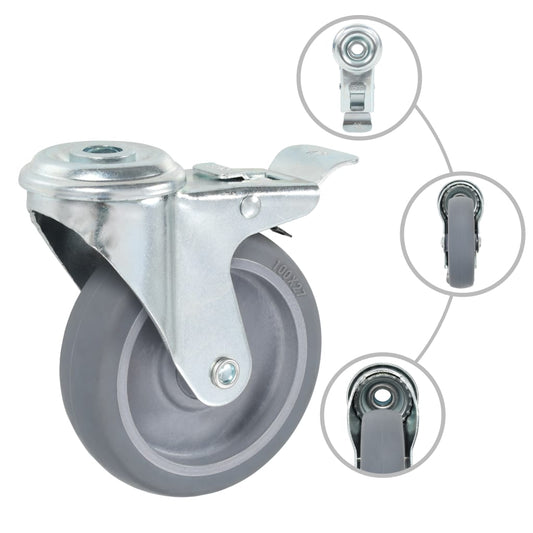 Ruote Girevoli con Foro per Bulloni 24 pz 100 mm - homemem39