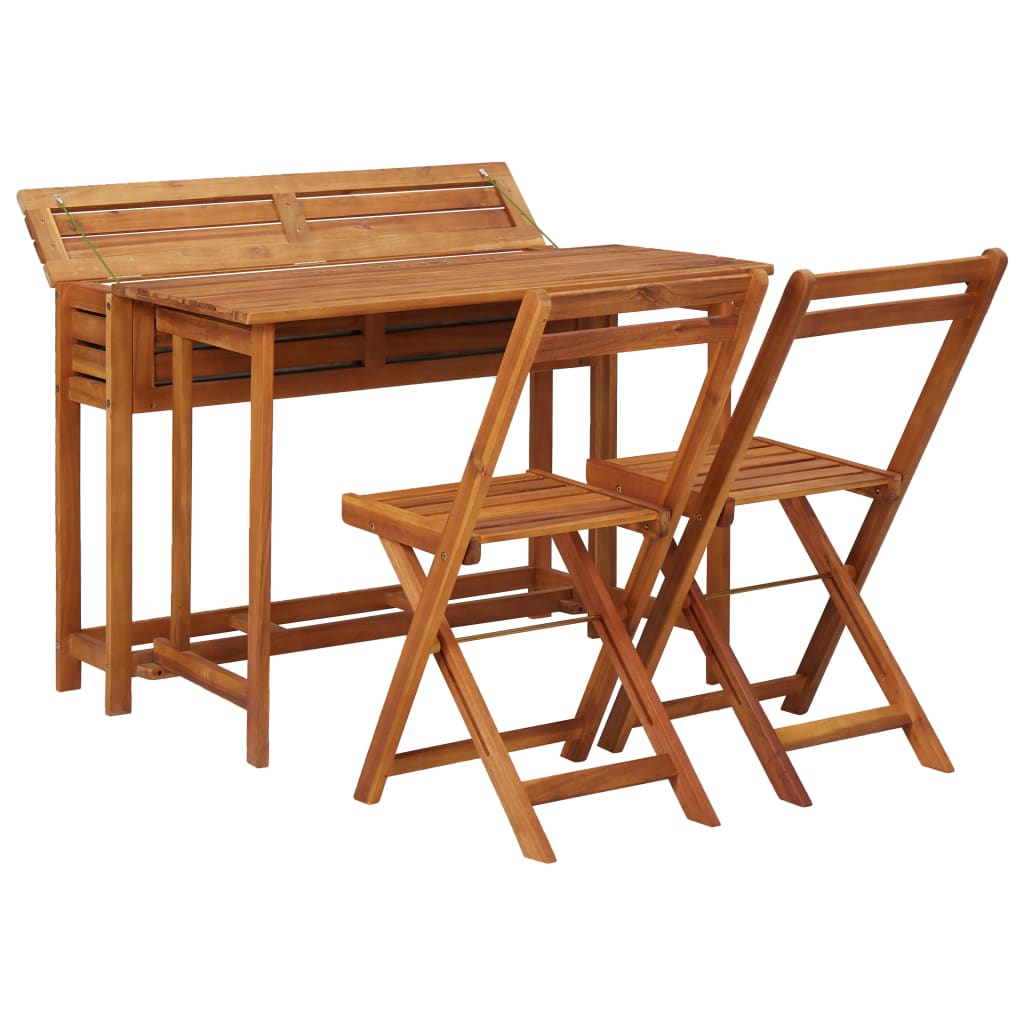 Tavolo da Giardino con Fioriera e 2 Sedie Bistrot Legno Acacia | homemem39