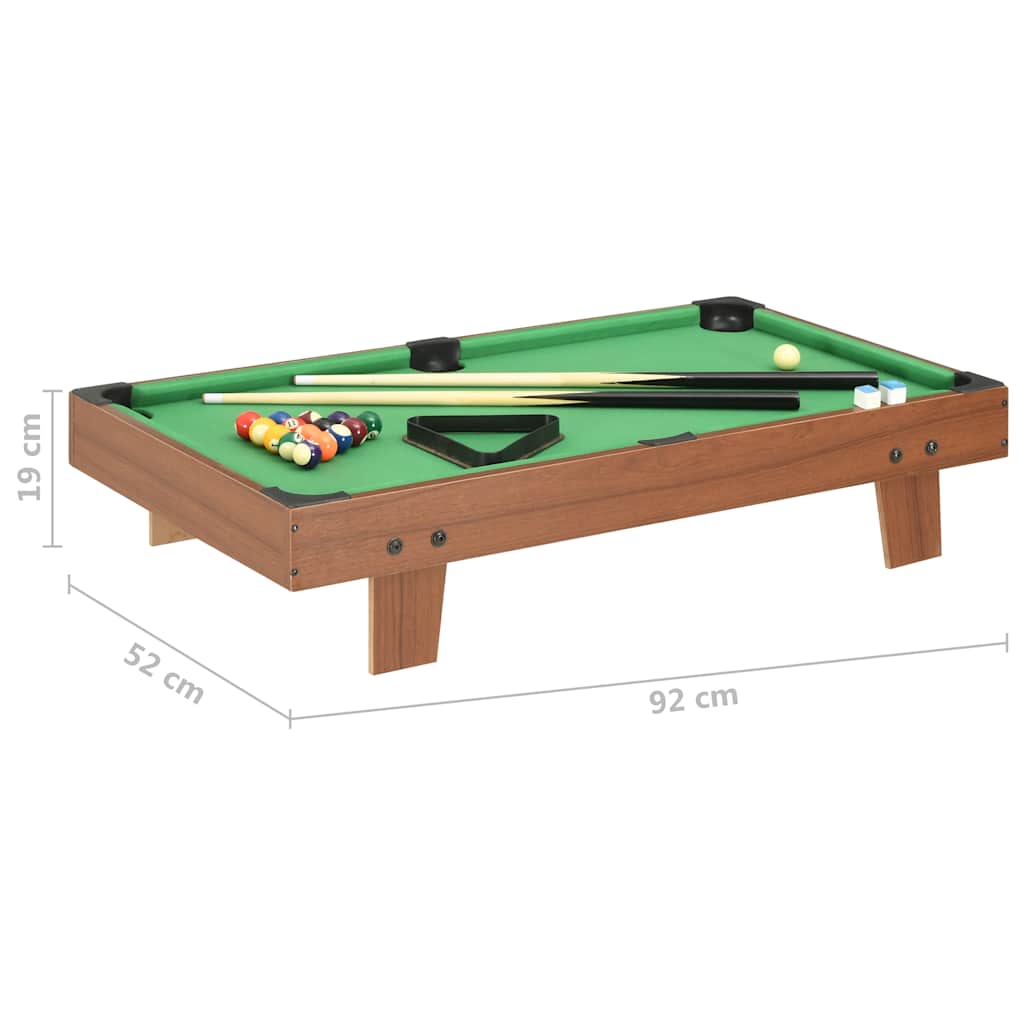 Mini Tavolo da Biliardo 3 Piedi 92x52x19 cm Marrone Verde - homemem39