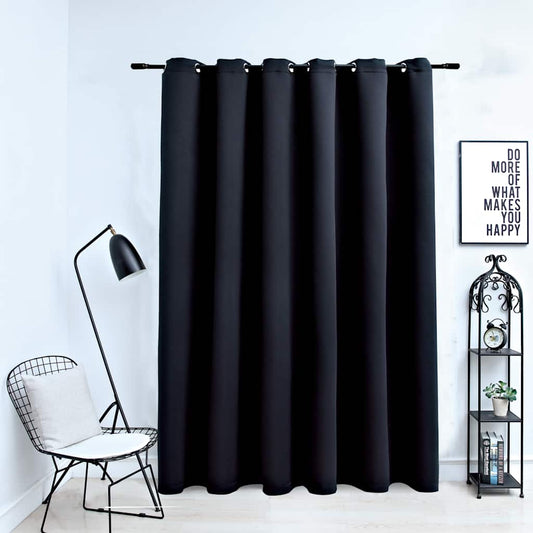 Tenda Oscurante con Anelli in Metallo Nera 290x245  cm | homemem39