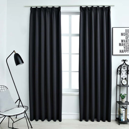 Tende Oscuranti con Ganci 2 pz Nere 140x225 cm | homemem39
