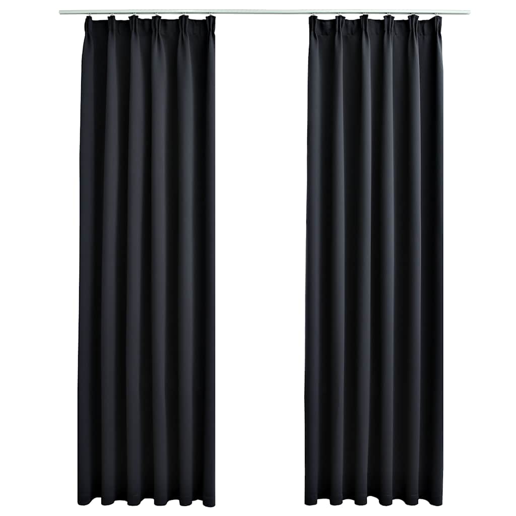 Tende Oscuranti con Ganci 2 pz Nere 140x245 cm | homemem39