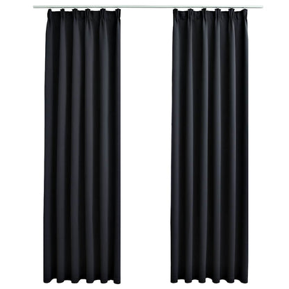 Tende Oscuranti con Ganci 2 pz Nere 140x245 cm | homemem39